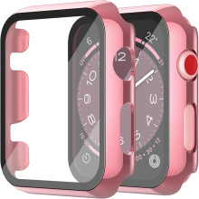 XiHAMA hårt PC-skal med härdat glasskydd kompatibelt med Apple Watch Series 9, 8, 7, Ultra