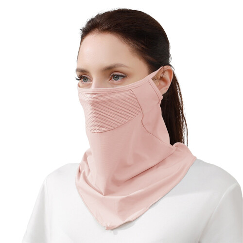 Solbeskyttende skjerf med ørestropper, pustende polyester,
