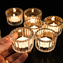 Romantic Crystal Glass Candle Holders – Small Cup Candlestick Decor for Valentine’s Day, Bar, Restaurant, Home & Aromatherapy; Compatible with