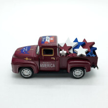 Patriotic 4th of July Metal Truck Decor – Red, White & Blue Star Ornaments, Memorial Day & Independence Day Farmhouse Vintage Pickup for Tabletop,
