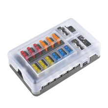 Scatola portafusibili impermeabile a 12 circuiti, 32V 100A, fusibili a lama, di grado marino, per auto/barca/camper/ATV/UTV, con terminali