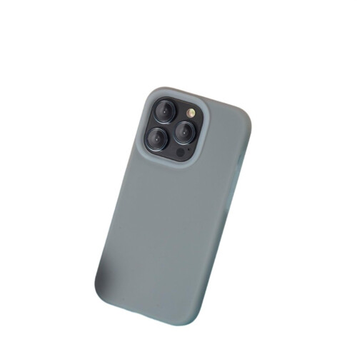 Gray Liquid Silicone Cover Soft Grip Shockproof Slim Protective Case for iPhone 15 Pro Max