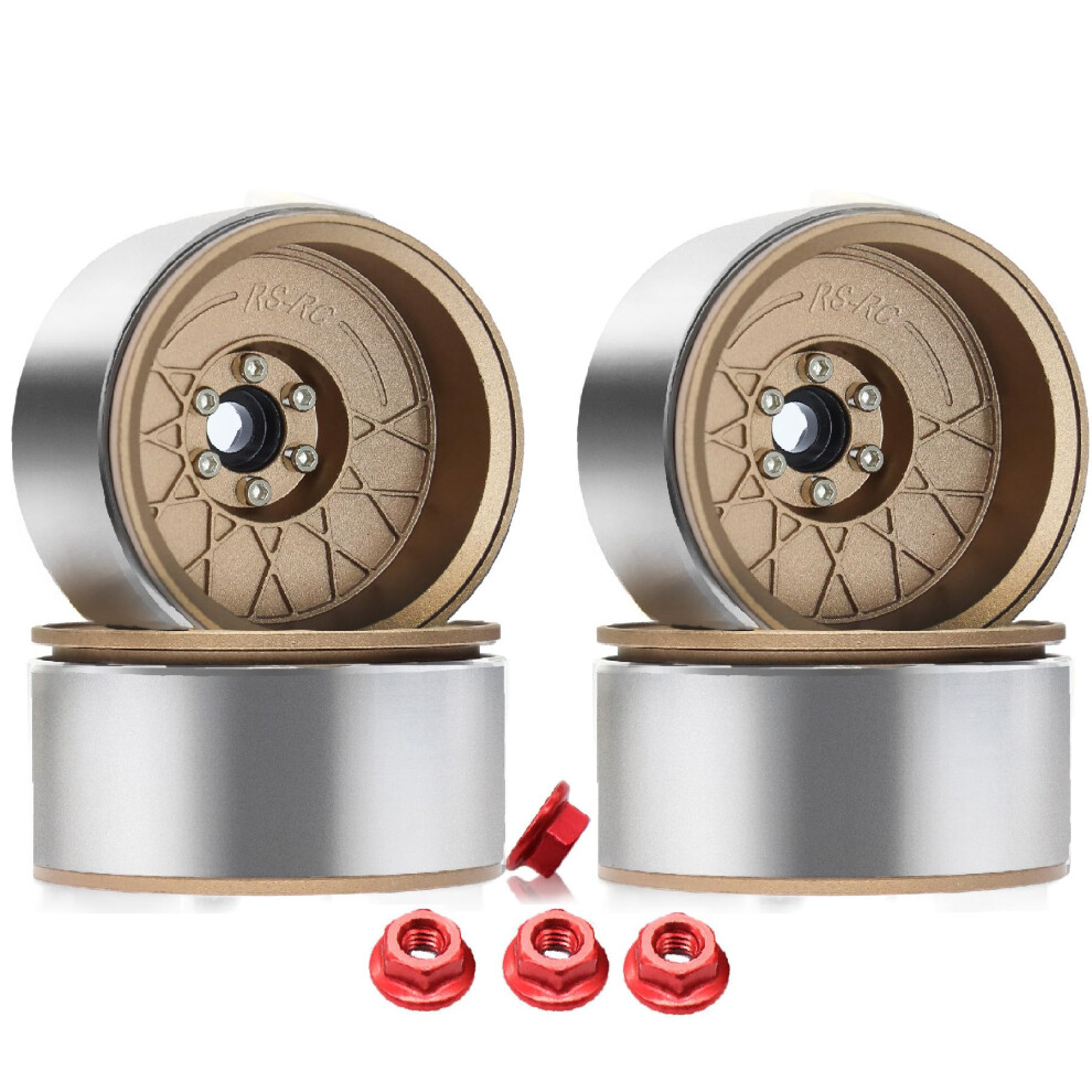 Rc Beadlock Wheels 1.9 Inch Aluminum Alloy Rims 12Mm Hex Fit For Axial Scx10 Trx4 Trx6 Coffee Color 9771547583097