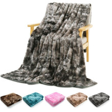 32"x48" Stripe Faux Fur Plush Throw Blanket with Sherpa Back – Super Soft, Reversible, Cozy Luxury Throw for Couch, Sofa, Chair, Bed
