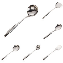 6/1 Piece Cooking Utensils Set, Stainless Steel Kitchen Utensils Set, Metal Kitchen Accessories, Include SoupLadle, Slotted Spoon, Spaghetti Spoon