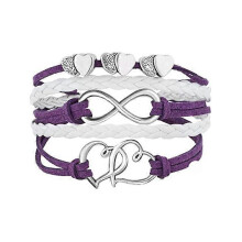 (Type 8)Leather Wrap Bracelets Girls Double Hearts Infinity Rope Wristband Bracelets Gifts