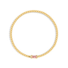Gold Birthstone Bracelet for Women – 18K Gold Plated Stretch Beaded CZ Bracelet, Compatible with Oct Birthday Gifts