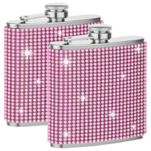 st. spritkolv för kvinnor, 6 oz, dekorativ fickkolv med glitter och blingmotiv, 304 rostfritt stål för vodka och whisky