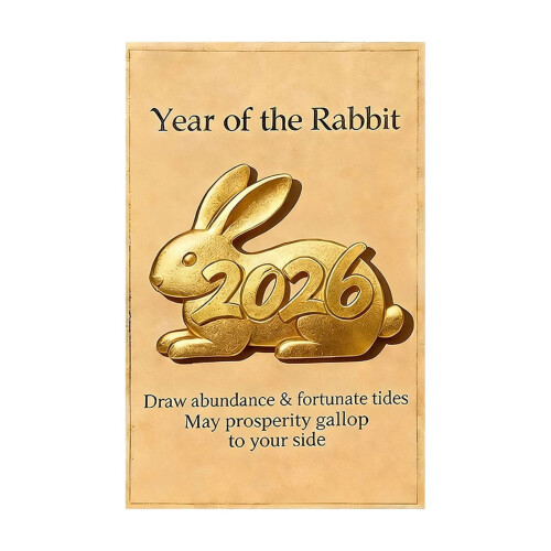 Rabbit-Themed Pocket Greeting Card, 9x5.4 cm