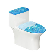 Blue Texture Polyester Fabric Toilet Seat Protector & Washable and Reusable Toilet Lid Seat Cover Set & Elastic Edge for Household Universal