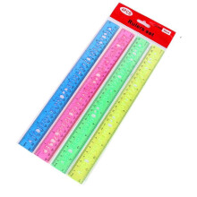 30cm Colored Alphabet Ruler Set (4pcs), Transparent Plastic, 12" Metric/Imperial, with Bag, Compatible with kī-ds