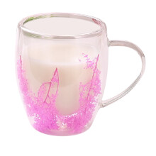 Double Walled Coffee Mugs, Dried Flower Espresso Cups For Cappuccino, Artistic Glass Espresso Cup For Cappuccino Coffee Tea Milk