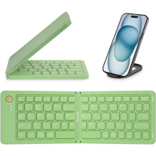 Mini Foldable Bluetooth Keyboard – Portable, Ultra-Slim Aluminum, Syncs with 3 Devices, Compatible with iPhone, iPad, Mac, Android, Windows, iOS