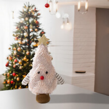 Cute Pink Christmas Tree Ornament - Soft Fabric Hanging Decor for Tree, Tabletop | Whimsical Festive Holiday Decoration