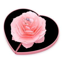 Heart-shaped rose rotating ring box Creative flower lifting proposal ring box Pink
