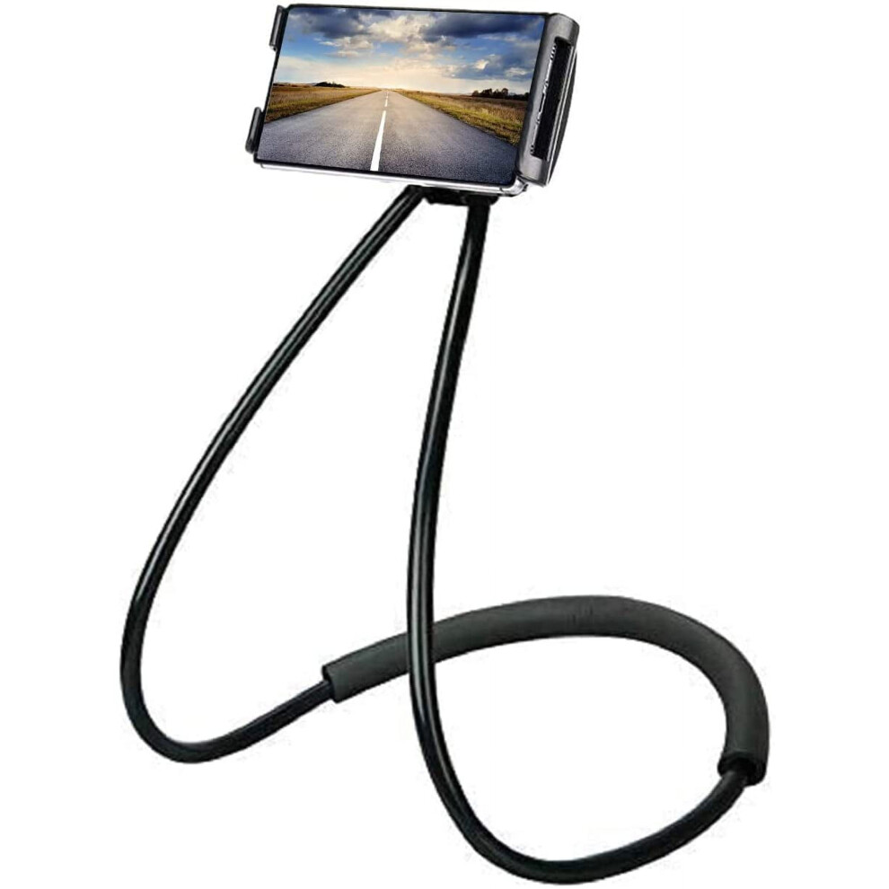 Universal Smart Mobile Phone Stand,Hanging On Neck Cell Phone Mount Holder, Flexible Lazy Bracket Diy Free Rotating For Multiple Functions (Black) Black 9028731589381