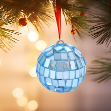 Blue Foam Mirror Finish Decorative Ball - 1 Piece, Shiny Hanging Ornament for Christmas, Wedding, Photography Prop, Cake Decoration