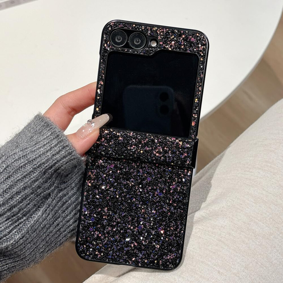 Case Glitter Rhinestone Slim Shockproof Cover With Raised Camera Guard, For Samsung Galaxy Z Flip 3 Black 9771547585695