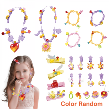 Mini byggeklodssæt til børn med 23 dele. Gør-det-selv hårtilbehør, byggeklodser, halskæder, armbånd, hårspænder til piger, fantasileg,