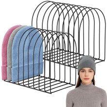 2 Pcs Hat Storage Racks, 10.2" Sturdy Beanie Holder for Desktop, Iron Knitted Metal Stand, Compatible with Winter/Summer Hats, Black