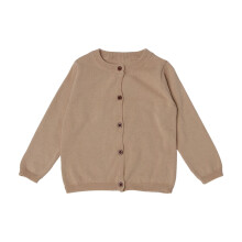 Piger cardigan langærmet børnetrøje med knaplukning pige cardigans med rund hals sweater småbørnssweatere, khaki7 år