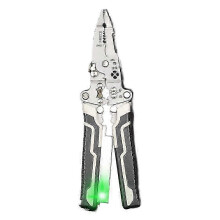 (Black) Multifunctional home wire stripper electrician pliers with voltage tester and