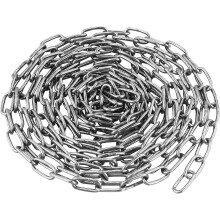 Cadena metálica de 3 metros de largo, cadena de eslabones de 2 mm de grosor, eslabones de cadena ligeros para el hogar, exteriores, camping, para