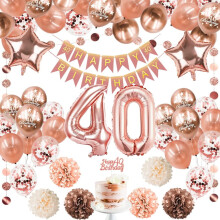 YANSION 40th Birthday Decorations for Women, Rose Gold Birthday Party Decoration Balloon for Girls Birthday Decoration Supplies