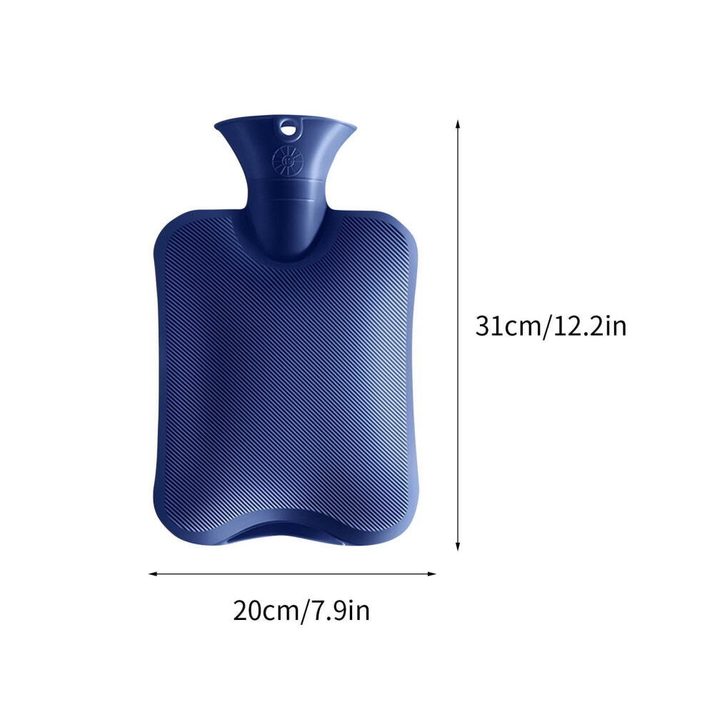 2L Ribbed Hot Water Bottle Water Injection Hot Water Bottle Navy