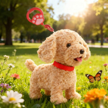 2026 Wuffy Robot Dog Toy – Touch Sensing, Voice Mimic, Lifelike Sounds & Licking Motion, Leash Remote, Soft Fur – Battery Powered, Compatible with