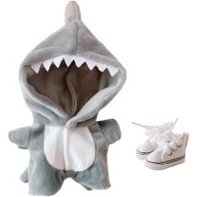 Hajtøj, 20 cm (7,8 tommer) plysdukketøj, heldragter + sko, 2-delt sæt, grå pyjamas (grå)