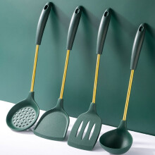 Reusable Stainless Steel Cooking Utensils Set Comfortable Grip Silicone Tools