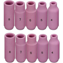 TIG Alumina Nozzles Ceramic Shield Cup Fit DB PTA SR WP 17 18 26 TIG Welding Torch (#4#5#6#7#8 Kit 10pcs)