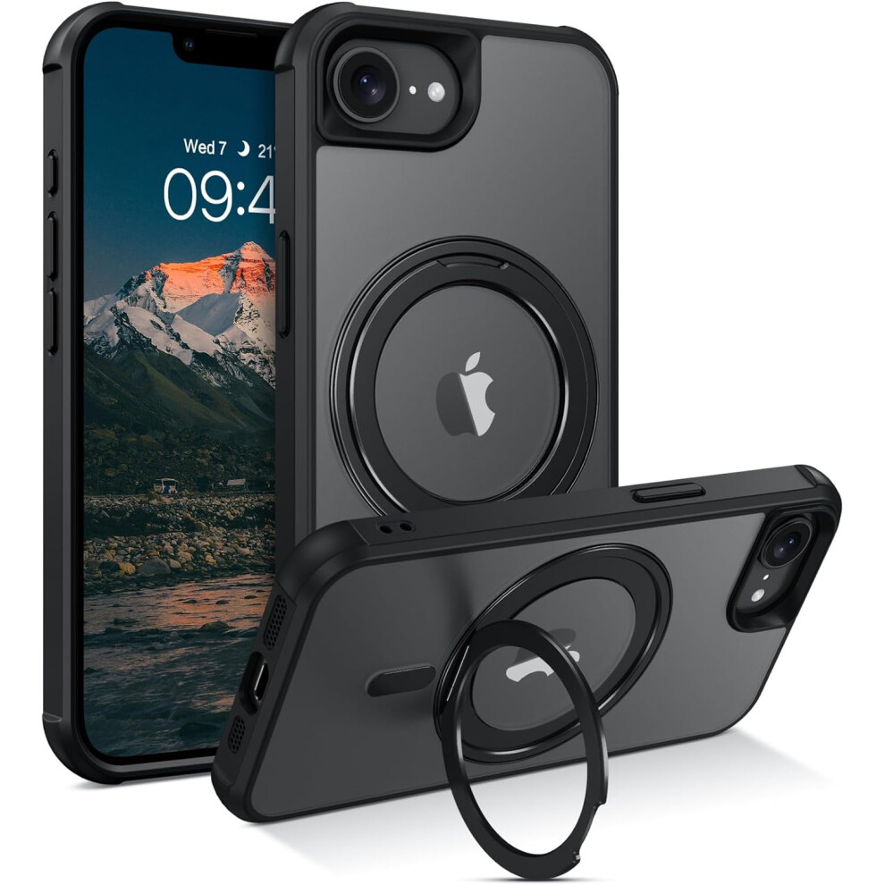 Compatible With Iphone 16E Magnetic Case, Magsafe Rotatable Kickstand Ring, Shockproof Protective Cover For Iphone 16E 6.1" 9028731613468