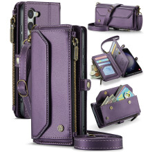 CaseMe Leather Wallet Case for compatible with Samsung Galaxy S23 Plus – RFID Blocking, 10-Card Holder, Zipper Bills Slot, Magnetic Wrist Strap