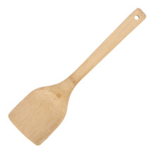 12" Wooden Cooking Spatula with Curved Front for Scooping & Scraping – Compatible with All Cooktops