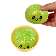 (Green) Glitter Steamed Bun Squishy Toy, Cute Stress Relief Fidget Toy, Portable Kneading Decompression Toy