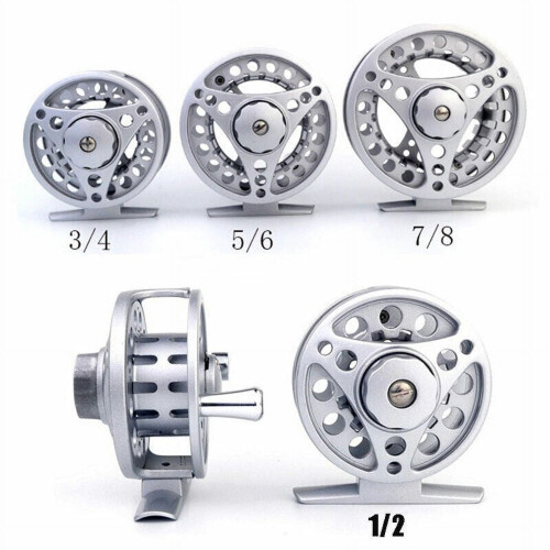 Fly Reel Large Arbor Silver Aluminum 1-8 WT