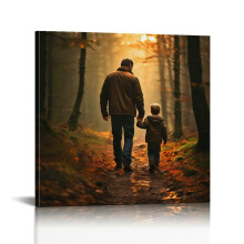 Vintage "Fathers and Me" Canvas Wall Art – Framed Gift for Dad, Grandpa – Perfect for Father’s Day, Christmas, Birthday & Home Decor