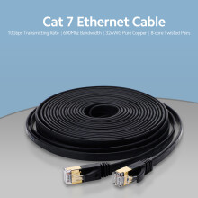 Cat 7 Ethernet Cable 10m 600MHz 10Gbps White Flat LAN Patch Cord