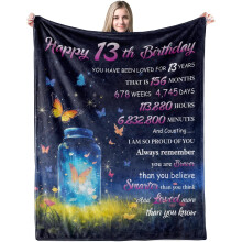 Geschenk zum 13. Geburtstag für Mädchen – Schmetterlingsdecke (102 x 127 cm), geeignet für Teenager, Töchter und Schwestern