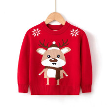 Varm fleece-rensdyrgenser for barn 2–7 | Søtt juletrykk, myk strikk – Kompatibel med antrekk til julefester
