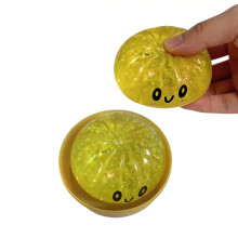 (Yellow) Glitter Steamed Bun Squishy Toy, Cute Stress Relief Fidget Toy, Portable Kneading Decompression Toy
