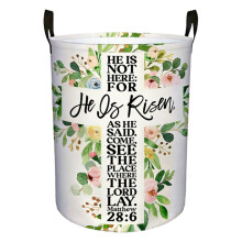 Rabbit Floral Laundry Basket, Oxford Cloth Collapsible Hamper with Bunny & Flower Print, 13.4x16.5", for Bedroom/Bathroom/Dorm Decor