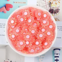 10pcs 18mm Resin Plastic Crystal Flowers Flatback Beads Glue On Embellishments-Red