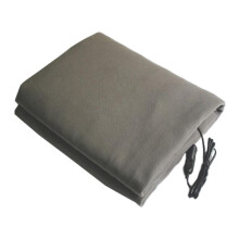 Aquecimento elétrico para carro de 12V, preto, em flanela macia para viagens e uso externo no inverno.