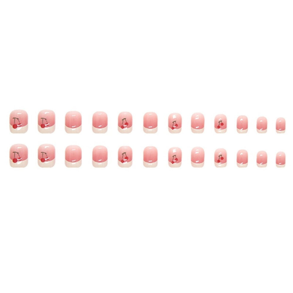 Cherry Pattern Press-on Nails Unique Trendy Pattern Nail Decor for Professional Salon Supply Jelly Glue Model