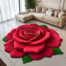 Alfombra de área, alfombra antideslizante Soft3D con diseño de rosa y diatomita para sala de estar, alfombra lavable para sala de estar,