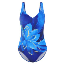 (Blue, S) Women\'s Deep V-neck Monokini Swimwear