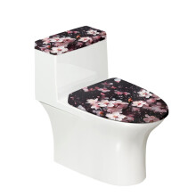 Bloemen toiletbril stofhoes set met elastische rand en stofwerende toiletbrilhoes, vervangende elastische installatieset van 2